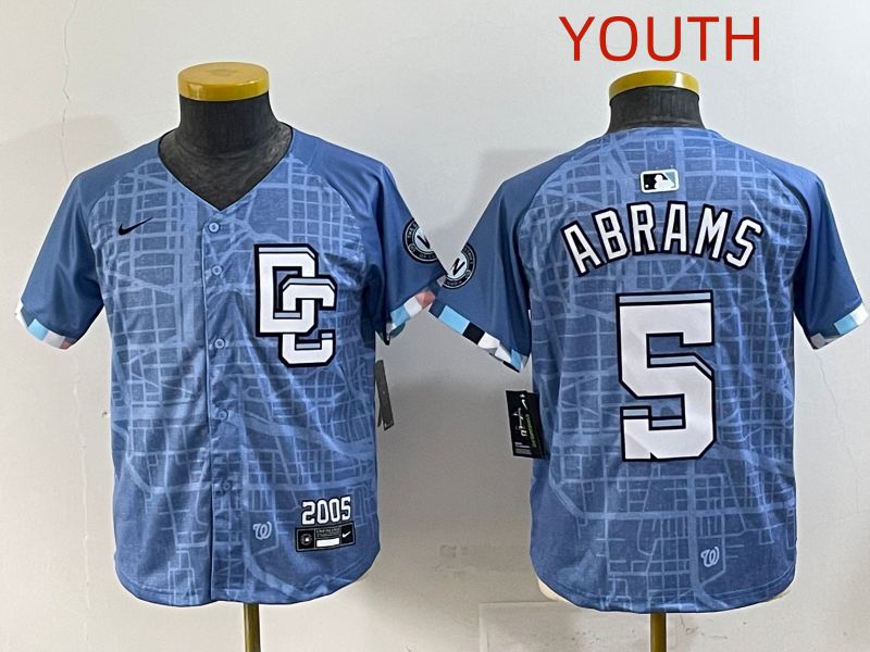 Youth 2025 Washington Nationals #5 Abrams Blue Joint Name Nike MLB Jersey style 1->youth mlb jersey->Youth Jersey